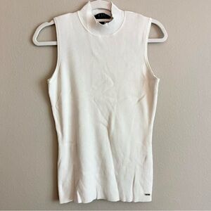 White Mock Neck Sweater Tank Top
